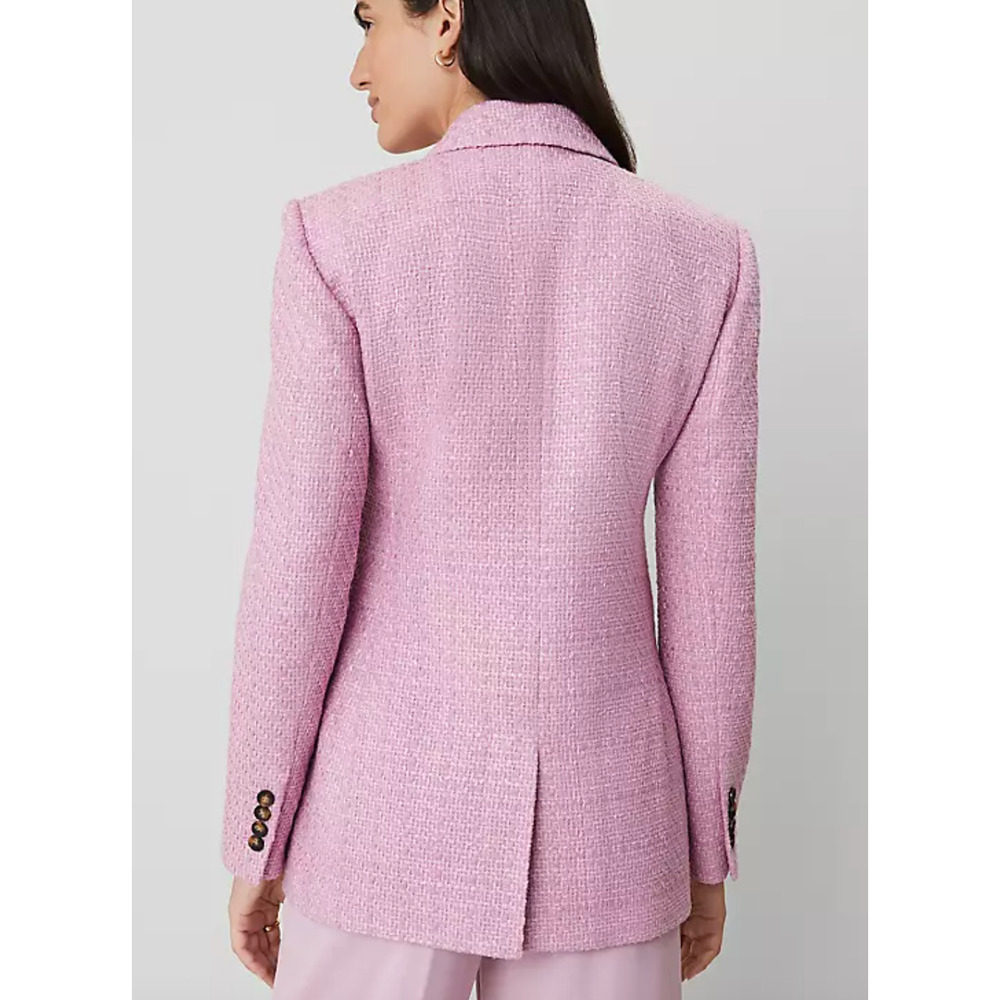 NWT ANN TAYLOR CLEAN LILAC CROSBY TWEED DOUBLE BREASTED BLAZER JACKET SZ 8 - Picture 4 of 7